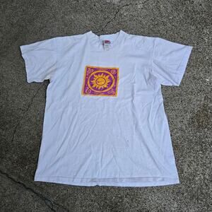 Vtg 90s NIKE Playday 1995 Sun Logo Graphic Athletic Tee Shirt Med Fit USA Made